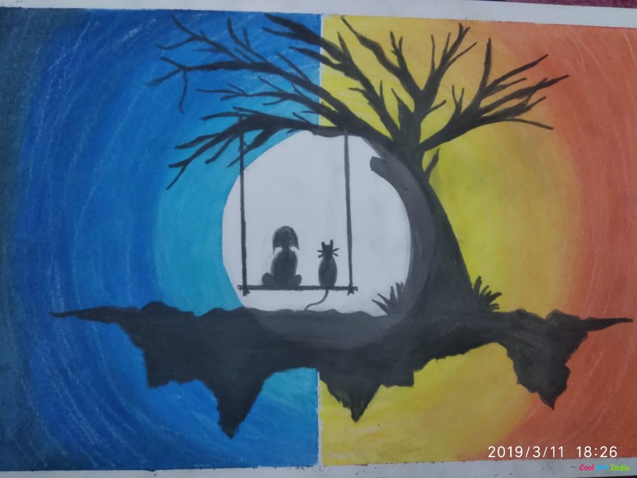 Art Sunset View With Friendship Created By Ramesh Srivastava Cool