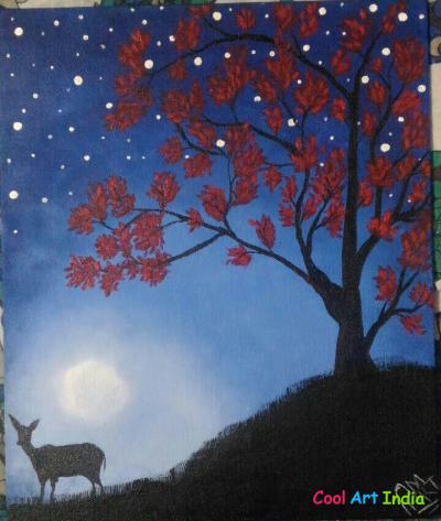 Night sky canvas painting 