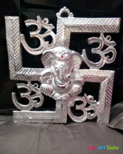 White Metal Swastik Ganesh Ji