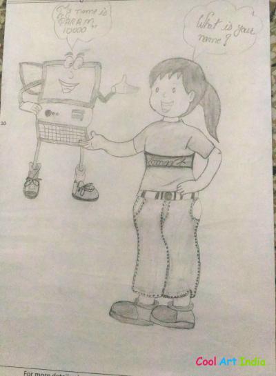 girl talking with computer man