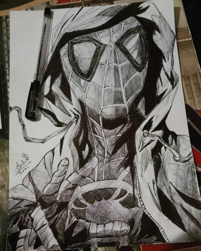 Spider Man Pen Art illustration 